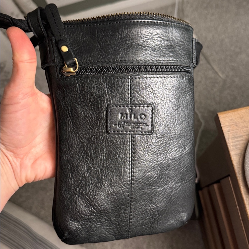 Black Leather Crossbody Bag - Picture 3 of 6